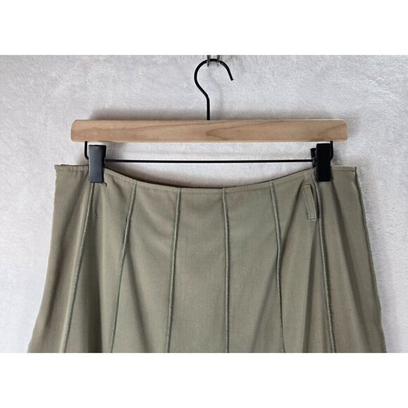 Fluted Vintage Midi Skirt Khaki Sz 10 by Maakif Classic Career Wear Office Twirl - Picture 12 of 15